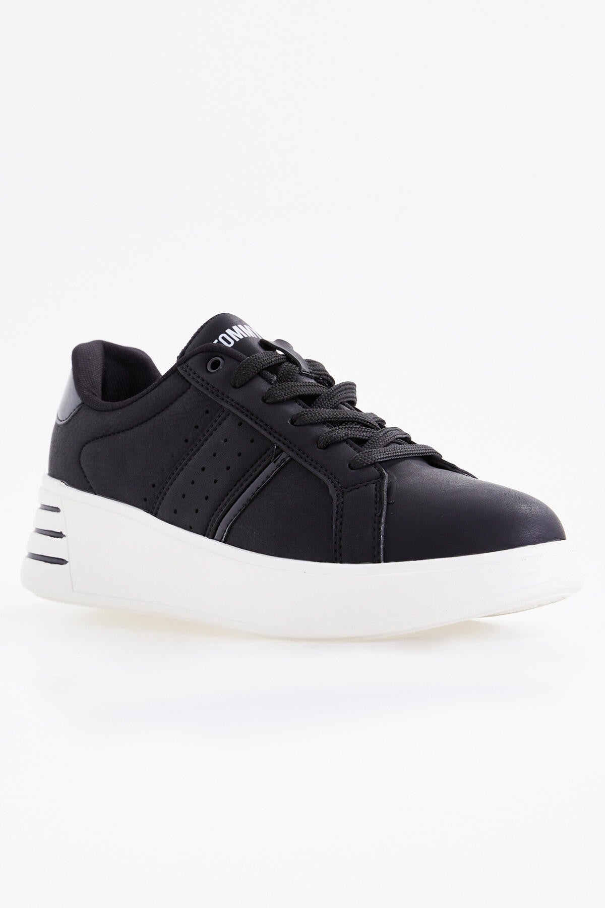 Black Laced High Sole Daily Women's Sneakers - 89071