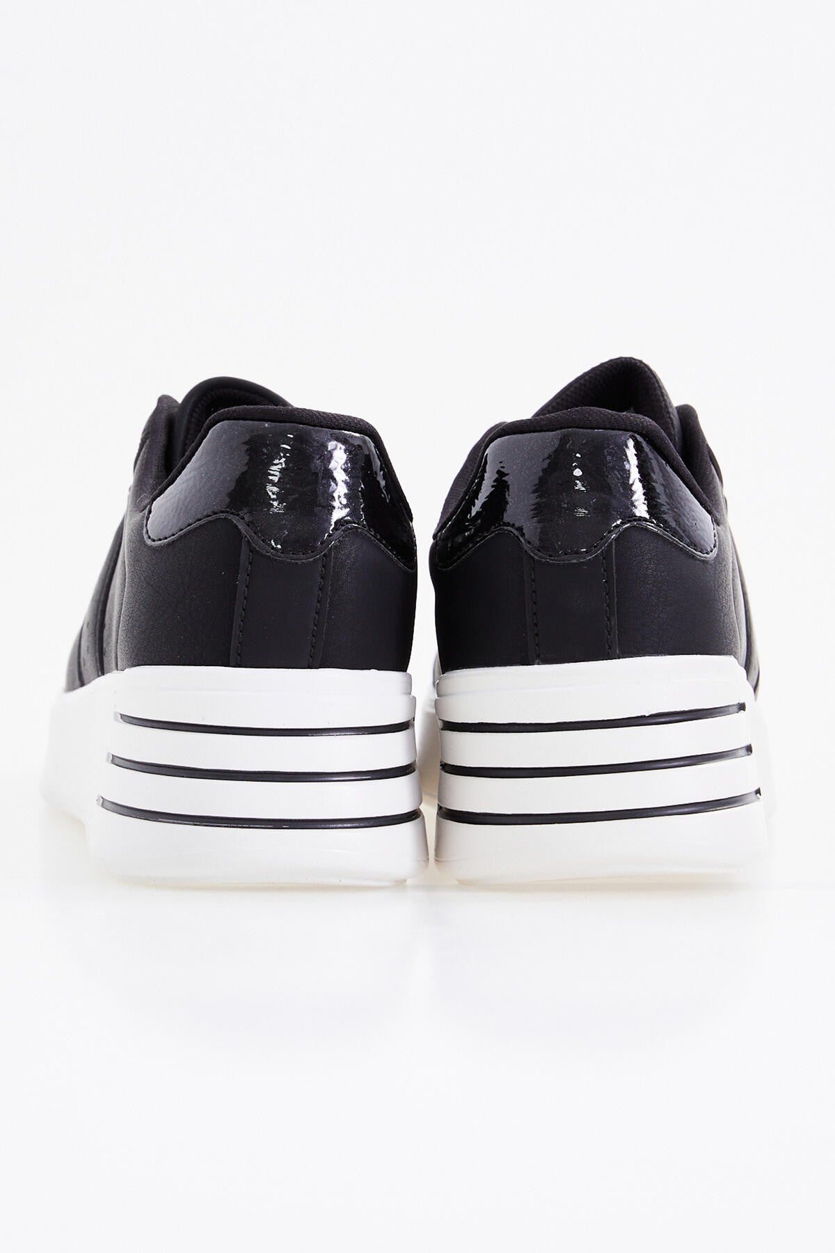 Black Laced High Sole Daily Women's Sneakers - 89071