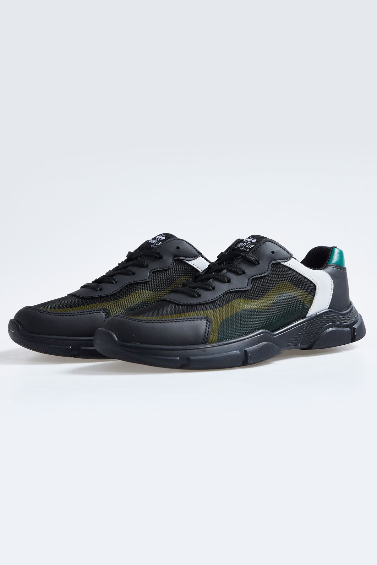 Black Laced High Sole PU Leather Detailed Men's Sports Shoes - 89117