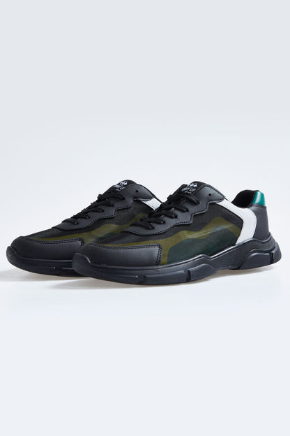 Black Laced High Sole PU Leather Detailed Men's Sports Shoes - 89117