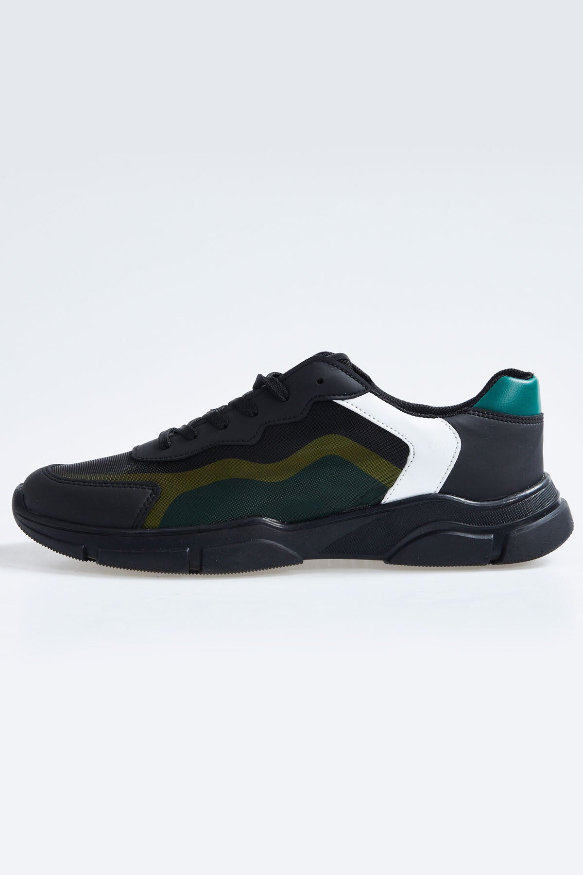 Black Laced High Sole PU Leather Detailed Men's Sports Shoes - 89117