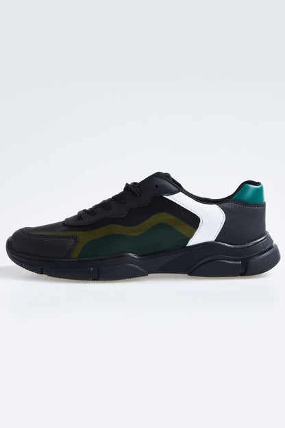 Black Laced High Sole PU Leather Detailed Men's Sports Shoes - 89117