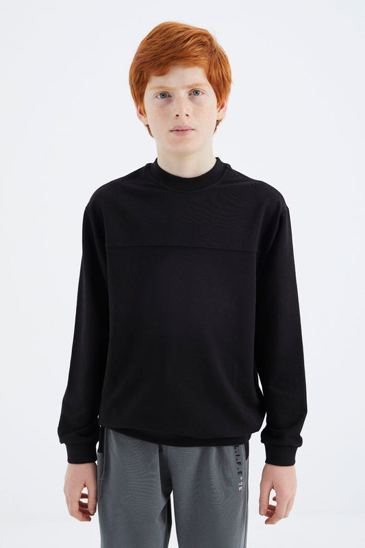 Black Basic Boys' Sweatshirt - 11173