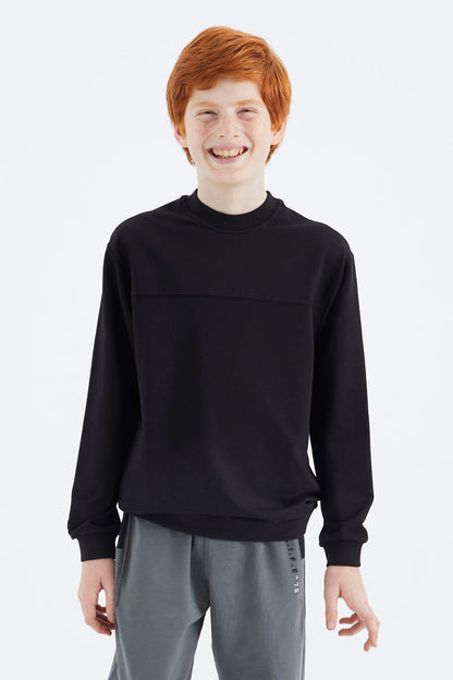Black Basic Boys' Sweatshirt - 11173