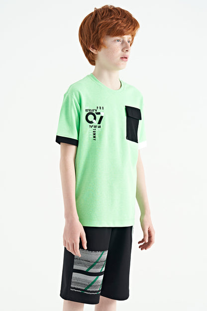 Black Print Detailed Laced Standard Cut Boys Shorts - 11125