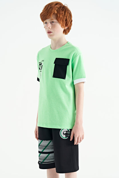 Black Print Detailed Laced Standard Cut Boys Shorts - 11125