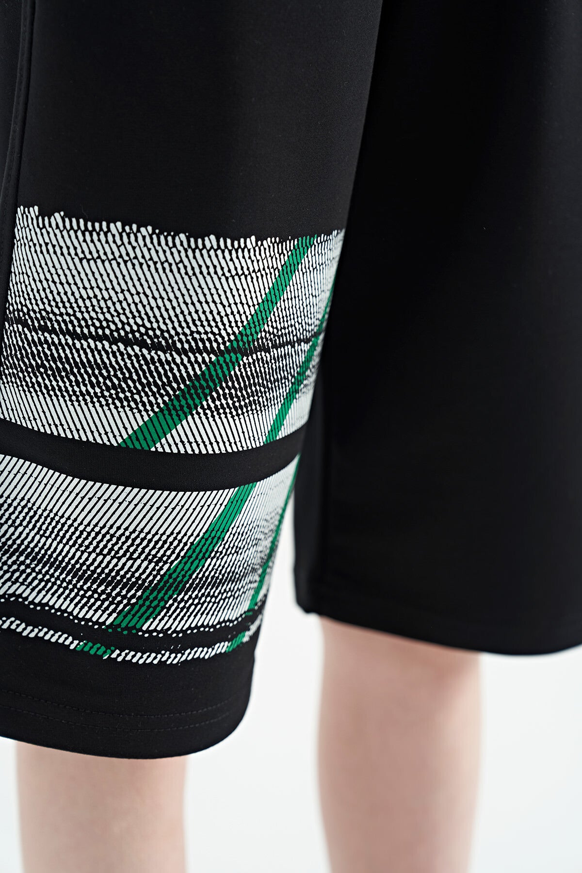 Black Print Detailed Laced Standard Cut Boys Shorts - 11125