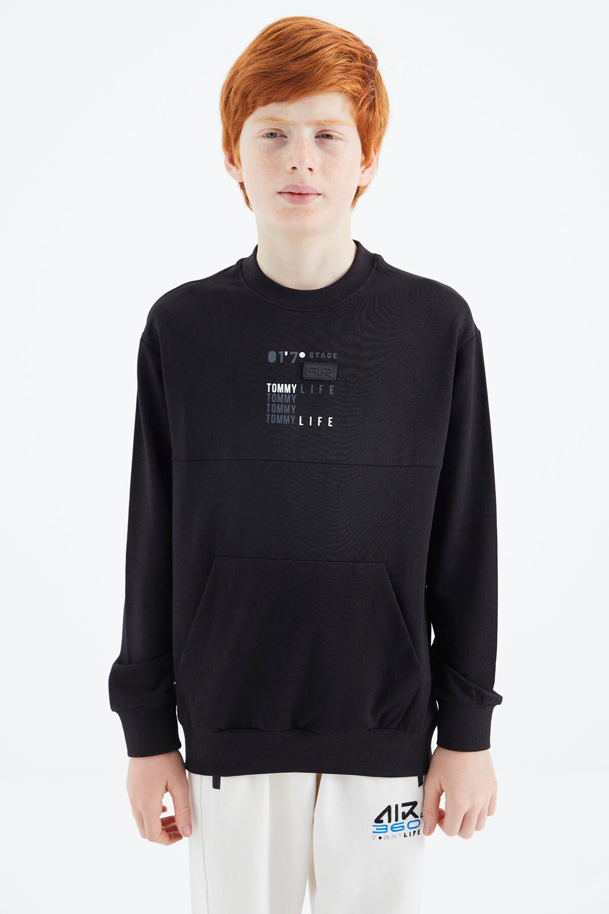 Black Printed Boys' Sweatshirt - 11175