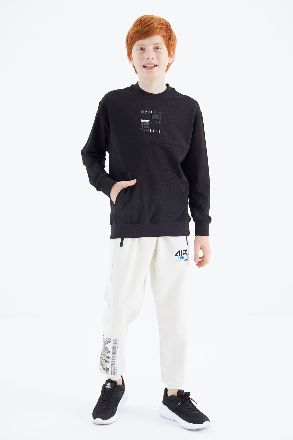 Black Printed Boys' Sweatshirt - 11175