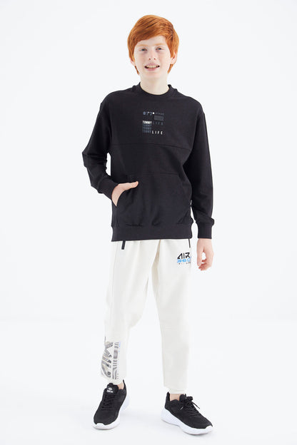 Black Printed Boys' Sweatshirt - 11175