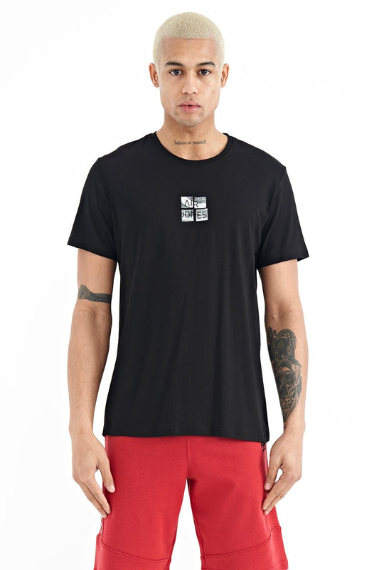 Miles Black Printed Men's T-Shirt - 88222