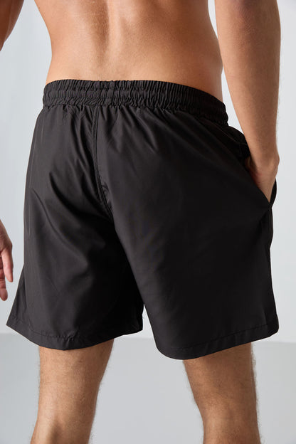 Black Quick-Drying Standard Fit Men's Swim Shorts - 81237