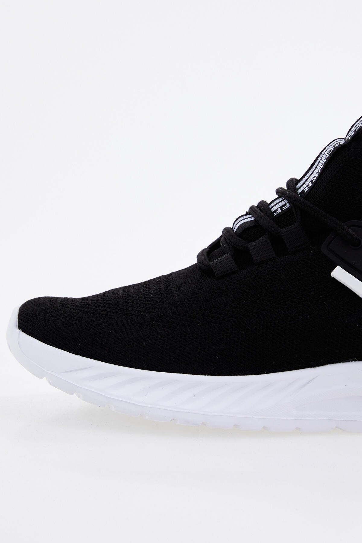 Black - White Laced Detailed High Sole Men's Sports Shoes - 89100