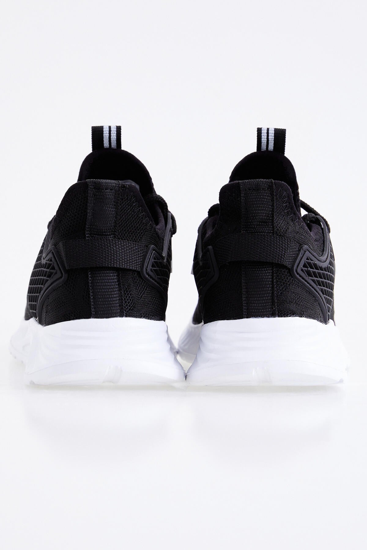 Black - White Laced Detailed High Sole Men's Sports Shoes - 89100