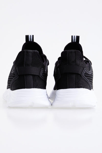 Black - White Laced Detailed High Sole Men's Sports Shoes - 89100