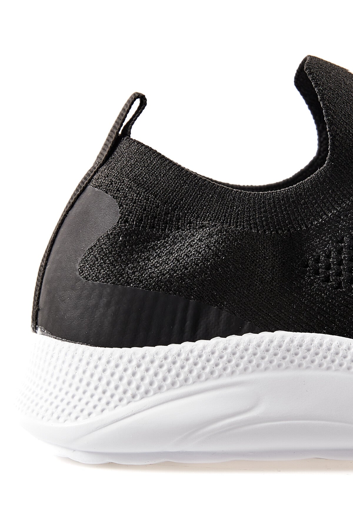 Black - White High Sole Ribbed Laceless Light Flexible Men's Sports Shoes - 89120