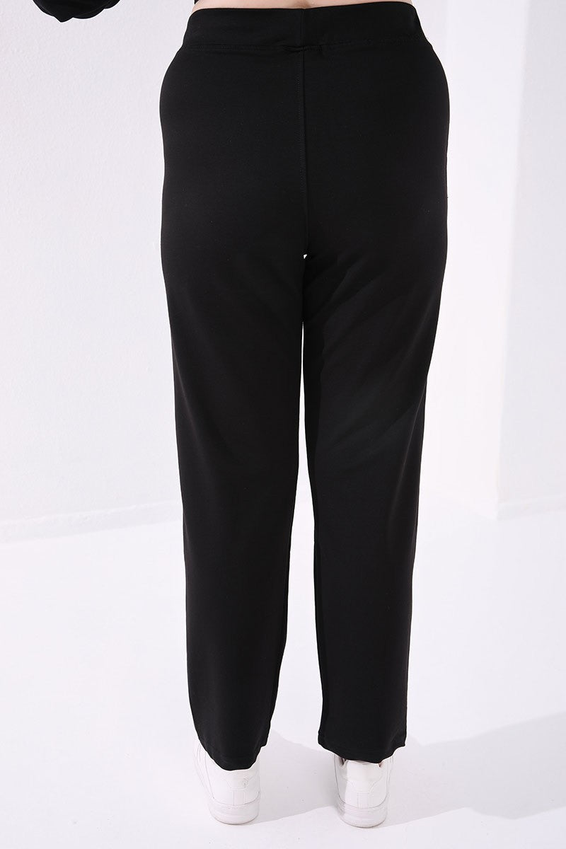 Black pocketed comfy form classic female Tracksuit Pants