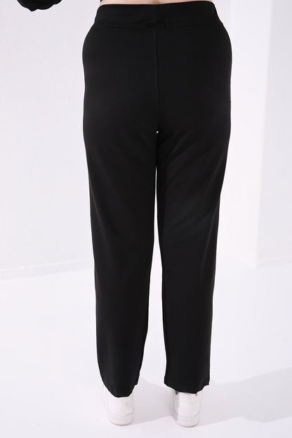 Black pocketed comfy form classic female Tracksuit Pants