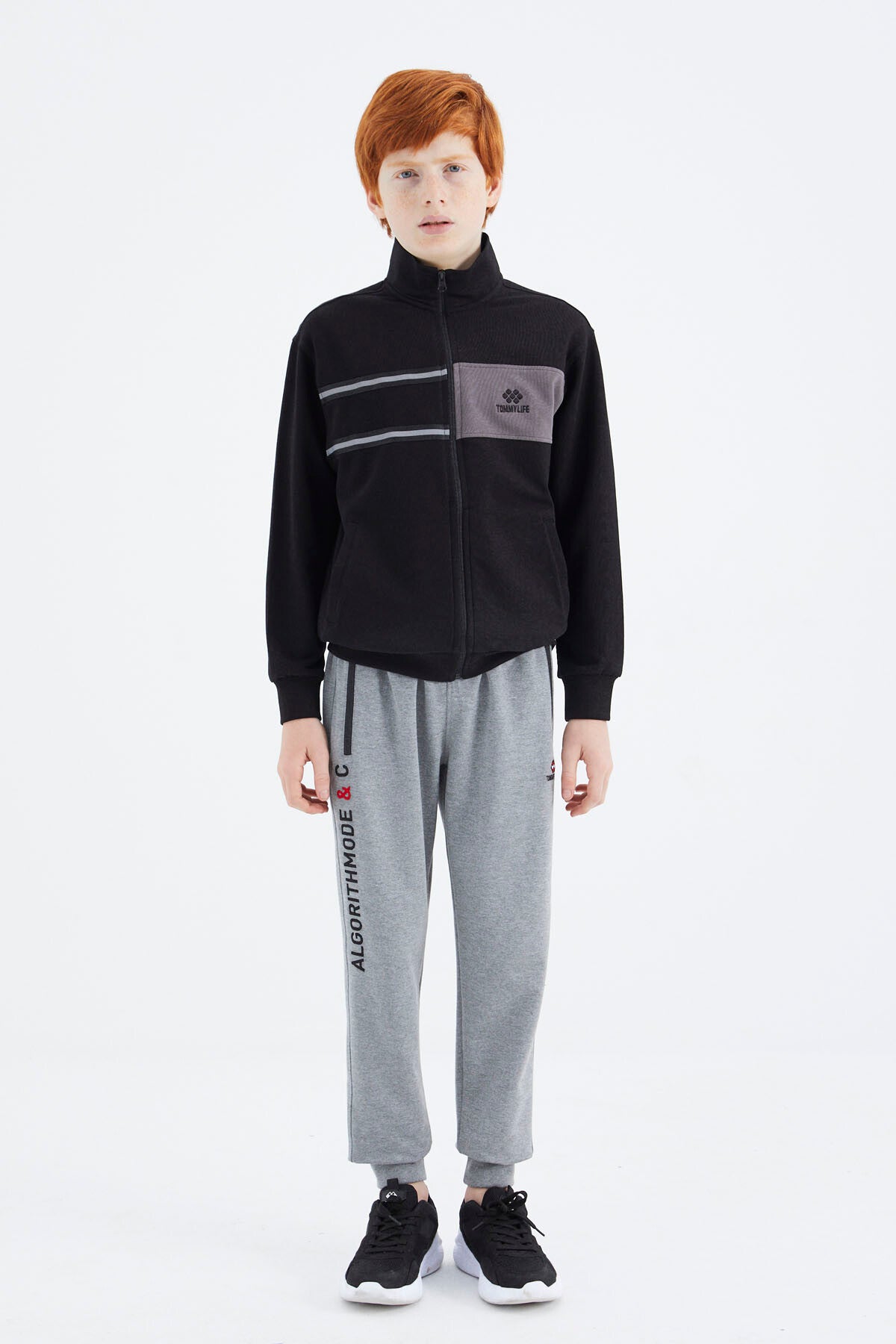 Black Stand Collar Boys Sweatshirt - 11183