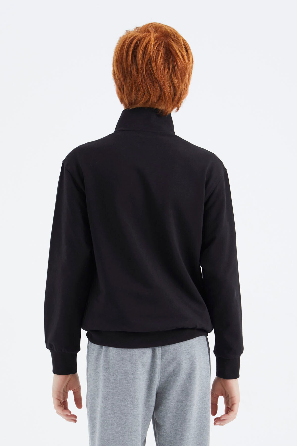 Black Stand Collar Boys Sweatshirt - 11183