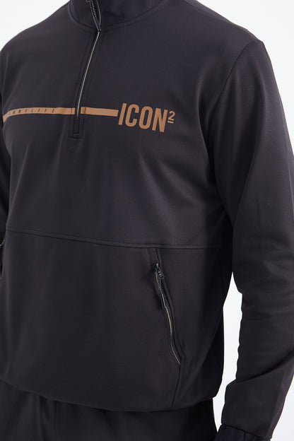 Black Stand Collar Men's Tracksuit Set - 85215