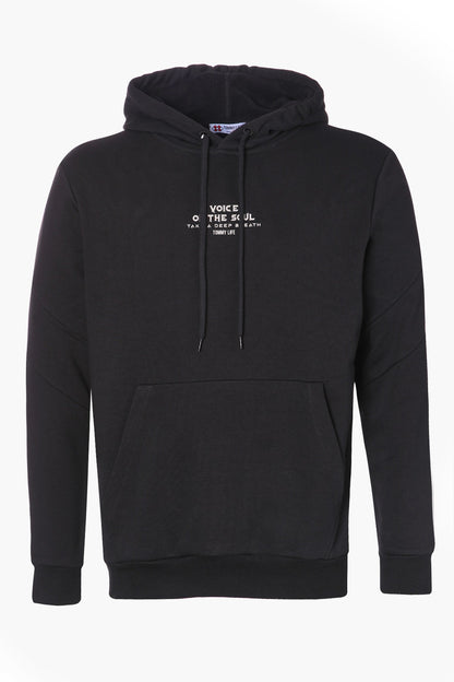 Black Skull Back Print Comfort Fit Men's Hooded Sweatshirt - 88008