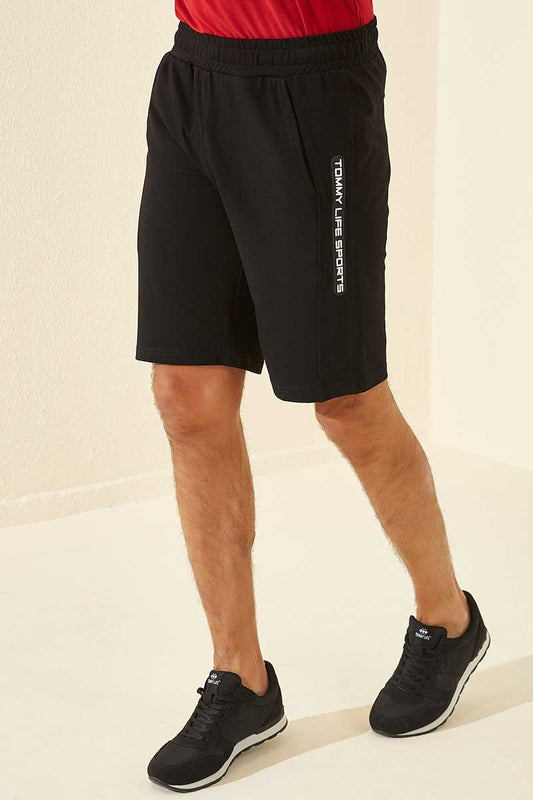 Black Zipper Pocket Detailed Standard Fit Men's Shorts - 81149