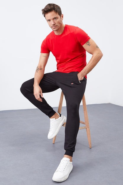 Black zippered pocket with a narrow collar Jogger men's tracksuit Pabts