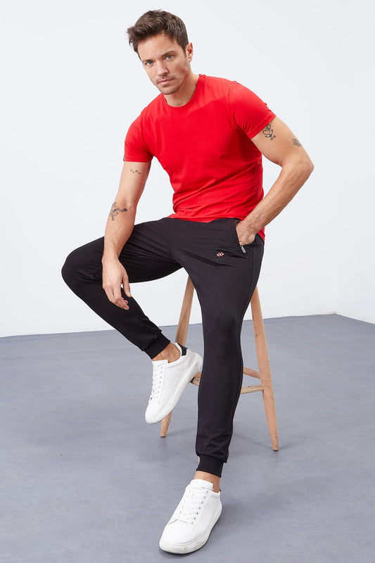 Black zippered pocket with a narrow collar Jogger men's tracksuit Pabts