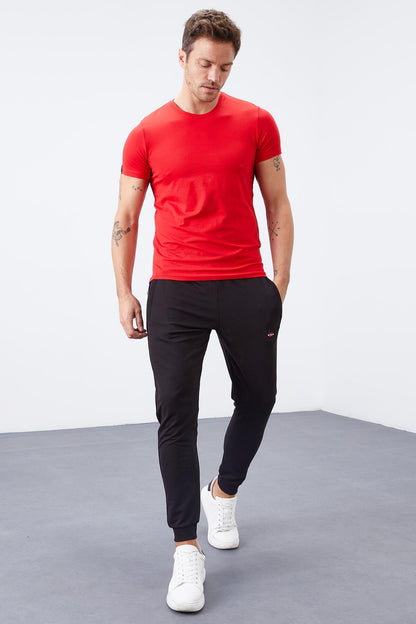 Black zippered pocket with a narrow collar Jogger men's tracksuit Pabts