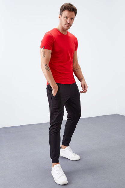Black zippered pocket with a narrow collar Jogger men's tracksuit Pabts