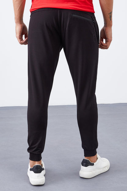 Black zippered pocket with a narrow collar Jogger men's tracksuit Pabts