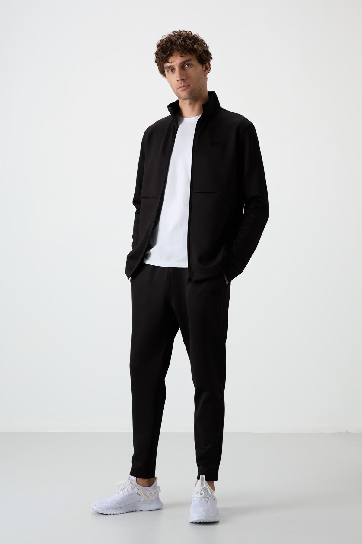 Black Bran Scuba Fabric Men's Tracksuit Set - 85199