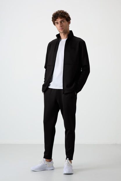 Black Bran Scuba Fabric Men's Tracksuit Set - 85199
