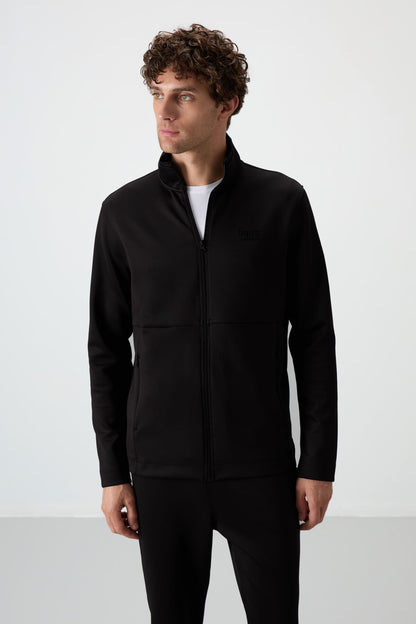 Black Bran Scuba Fabric Men's Tracksuit Set - 85199