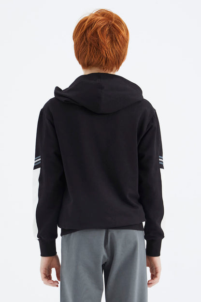 Black Zippered Boys' Sweatshirt - 11180