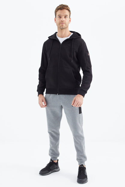 Black Zippered Men's Sweatshirt - 88303