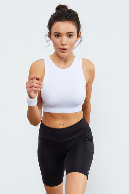 Black High Waist Wrap-up Women's Biker Tights with Side Pockets - 91010