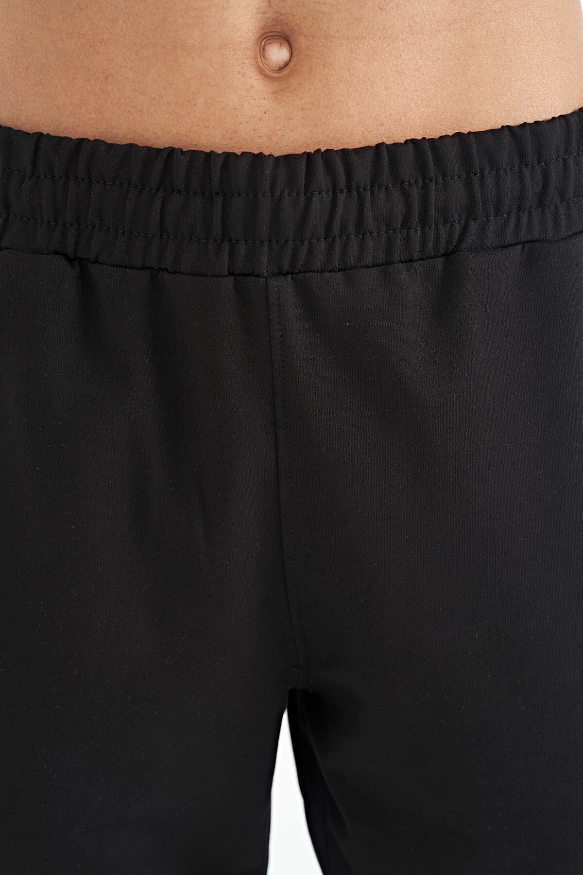 Black Hidden Pocket Detailed Standard Fit Men's Jogger Tracksuit Bottom - 84958