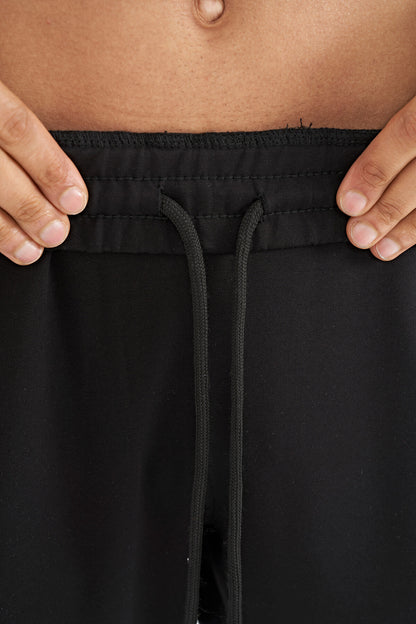 Black Hidden Pocket Detailed Standard Fit Men's Jogger Tracksuit Bottom - 84958