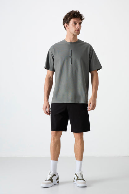 Black Hidden Zipper Back Pocket Laced Standard Fit Men's Shorts - 81136