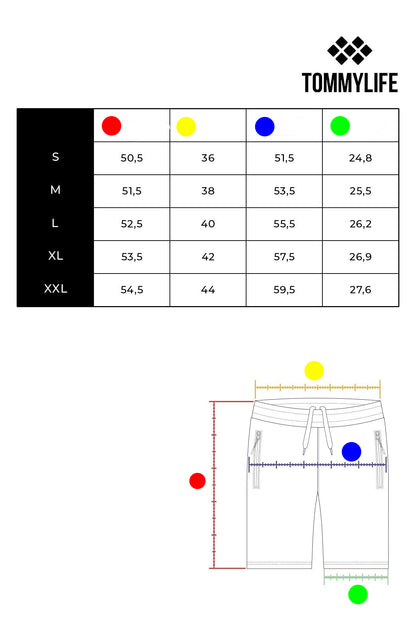 Black Hidden Zipper Back Pocket Laced Standard Fit Men's Shorts - 81136