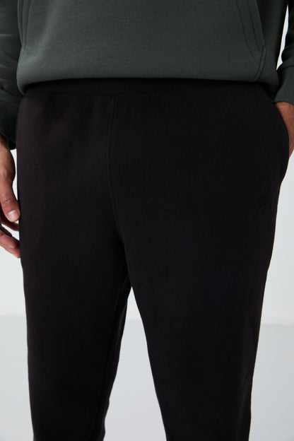 Black Hidden Zipper Comfort Fit Jogger Polar Men's Tracksuit Bottom - 84866