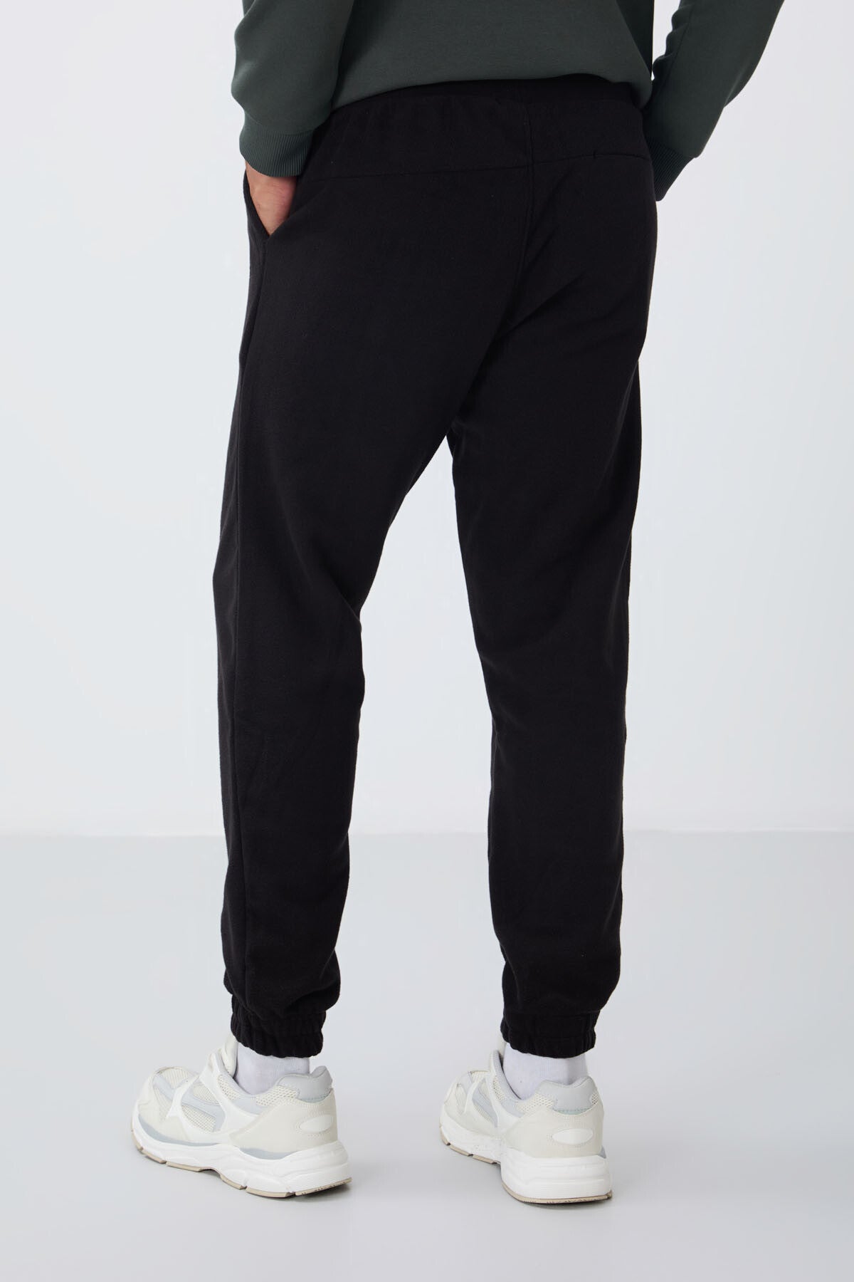 Black Hidden Zipper Comfort Fit Jogger Polar Men's Tracksuit Bottom - 84866