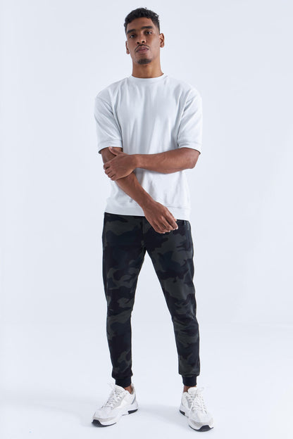 Black Shadow Camouflage Pattern Slim Fit Jogger Men's Tracksuit Bottom - 84754