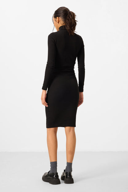 Black Knitted Corset Tight Fit Sailor Collar Women's Dress - 97117