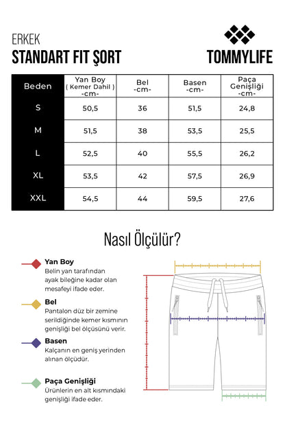 Black Camouflage Camouflage Pattern Pocketed Standard Fit Men's Shorts - 81126