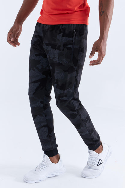 Black Camouflage Camouflage Patterned Slim Fit Jogger Men's Tracksuit Bottom - 84754