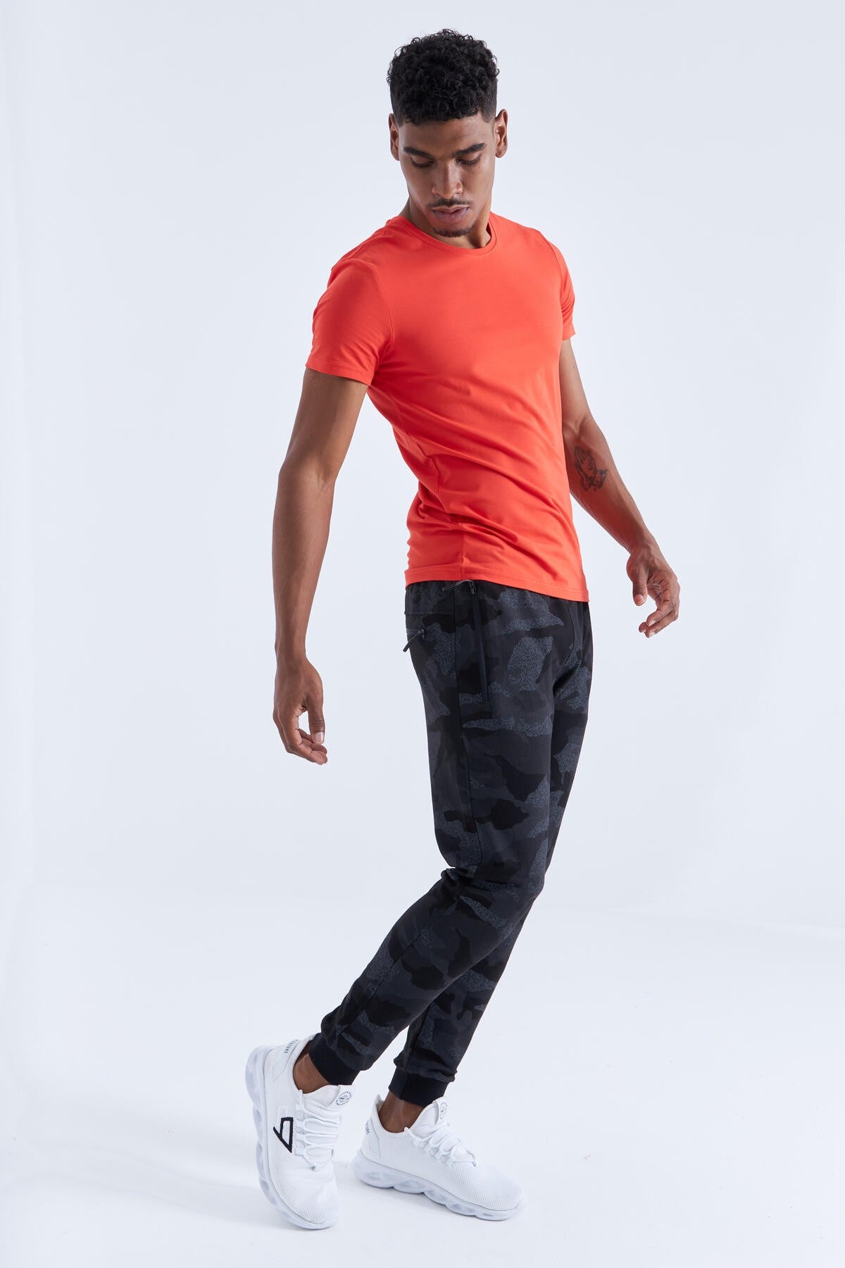 Black Camouflage Camouflage Patterned Slim Fit Jogger Men's Tracksuit Bottom - 84754