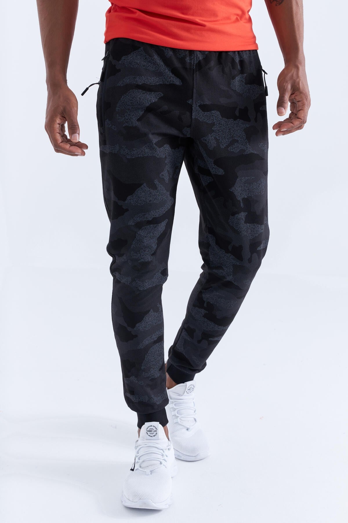 Black Camouflage Camouflage Patterned Slim Fit Jogger Men's Tracksuit Bottom - 84754